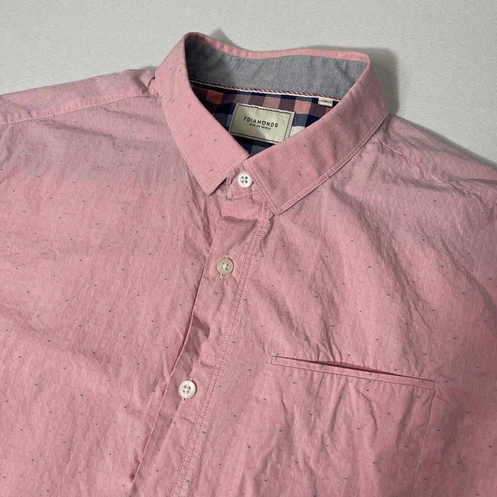7 Diamonds Shirt Mens Medium‎ Pink Interspace Button Up Plaid